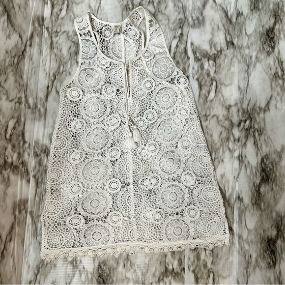 Abercrombie & Fitch Womens Sz XS S White Lace Tunic Sleeveless Swim Cover Up - Picture 6 of 12